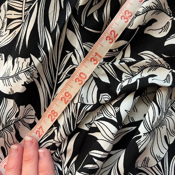 Adrienne Vittadini Black White Floral Print Wide Leg Pull On Pant Large - Picture 10 of 12